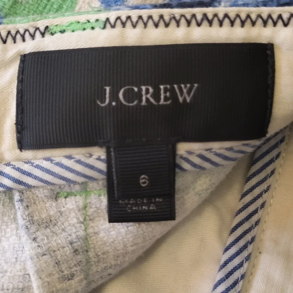J.Crew Green Blue Floral High Waisted Shorts Womens Size 6 Summer Casual